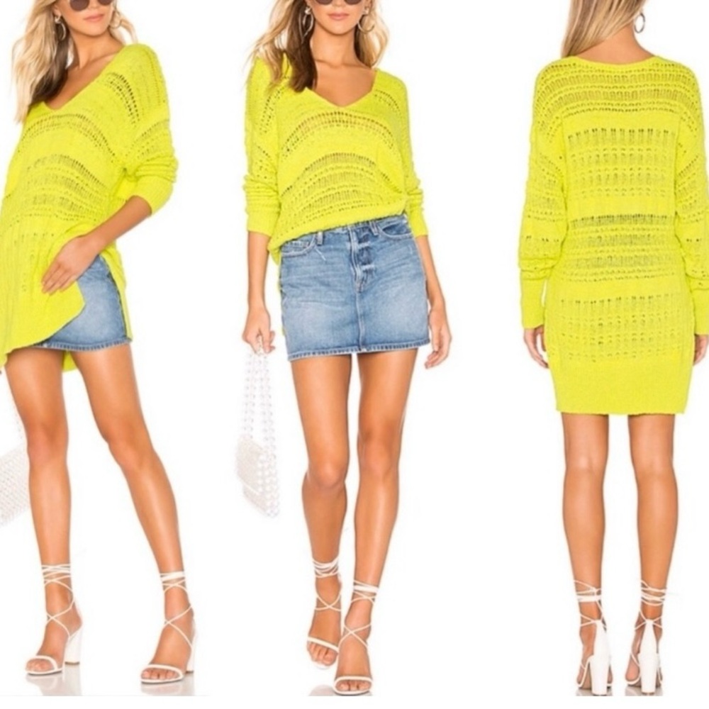 Free People Hot Tropics Vibrant Citron Women's Sweater Tunic